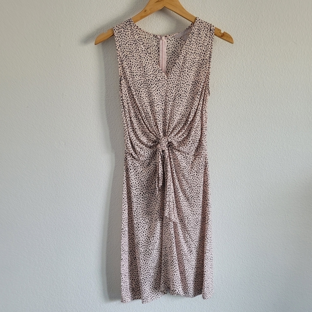 Chelsea 28 poka dot front tie draped dress